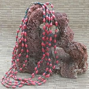 Paper bead layered necklace